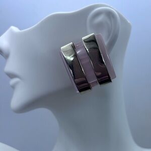 Vintage 1980s Peach Lucite & Gold Tone Ribbon Clip-On Earrings